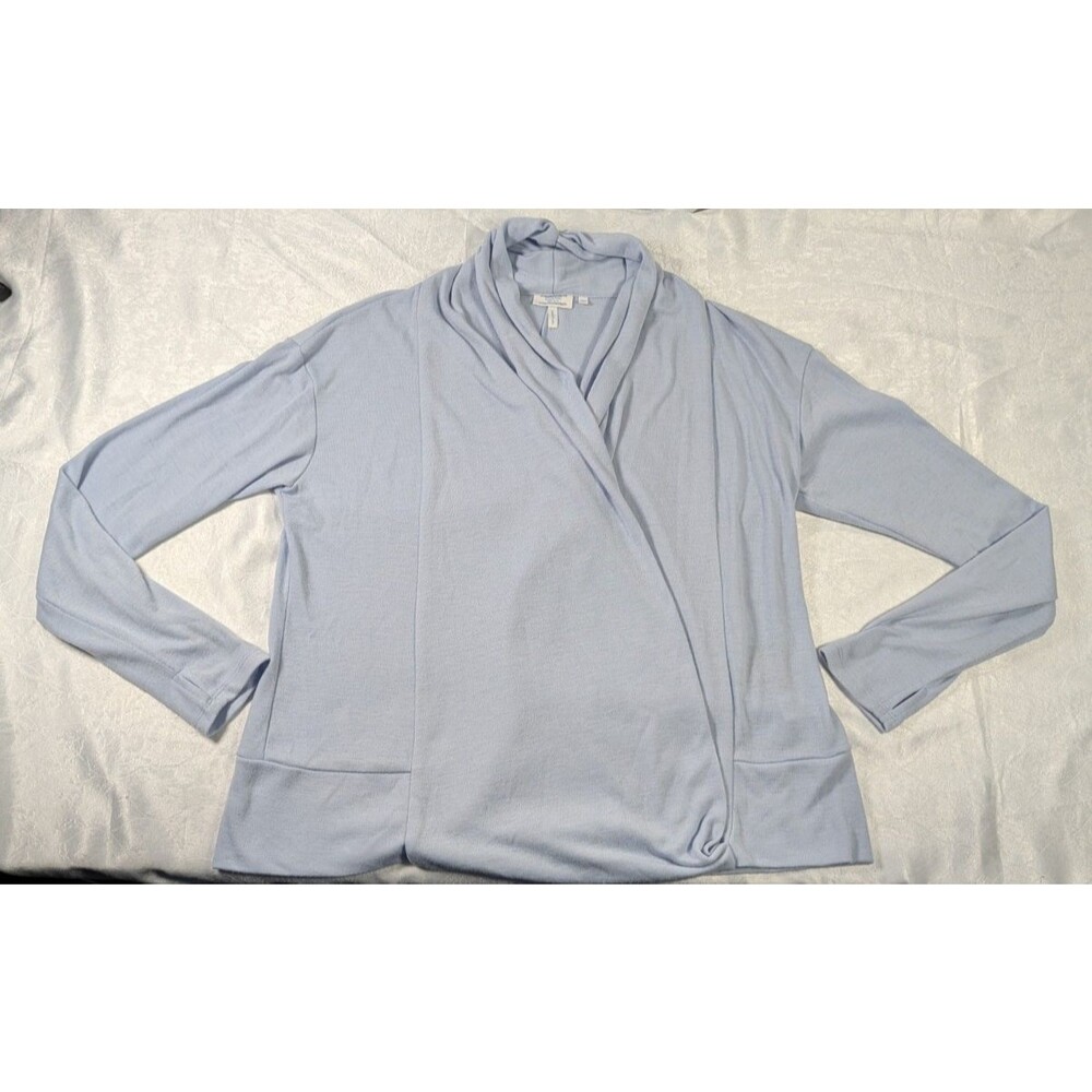 Simply Vera Vera Wang Women’s L Light Blue Open Front Cardigan Shawl Collar